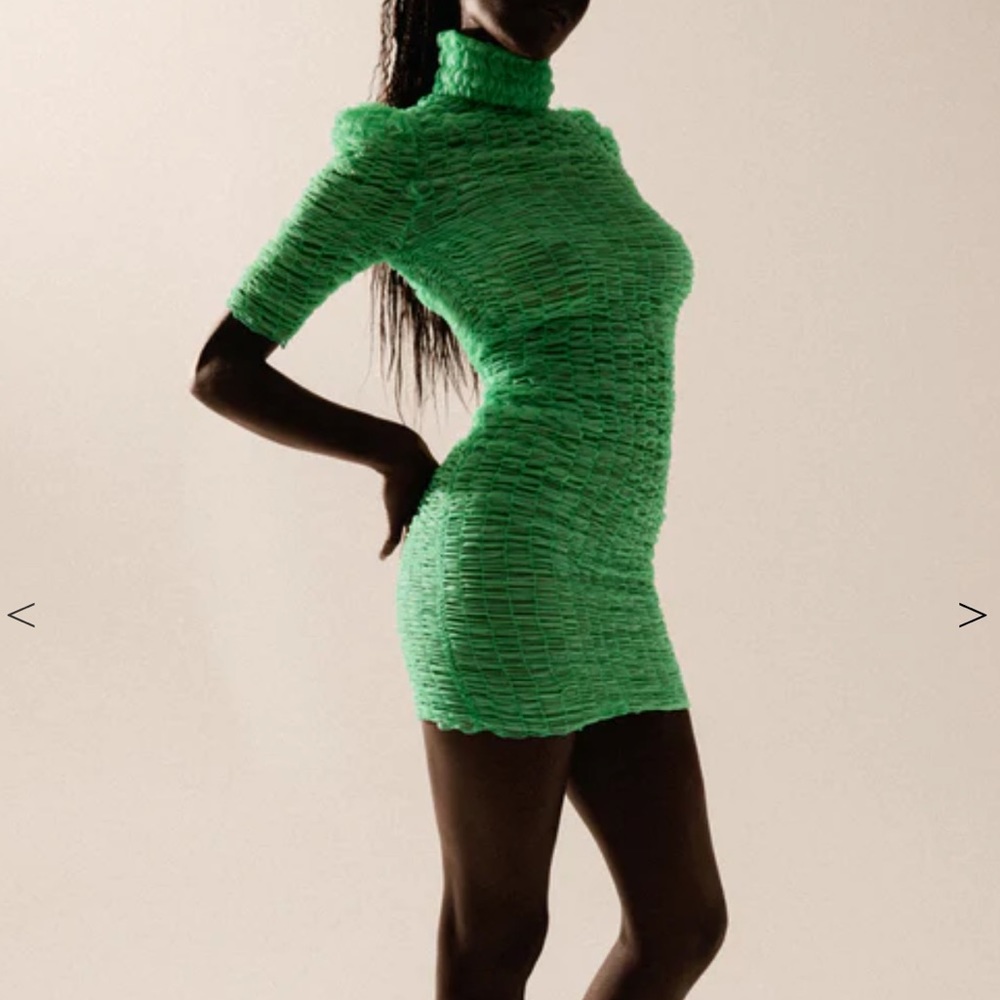 NWT Hanne Bloch Green Silk Mini Dress